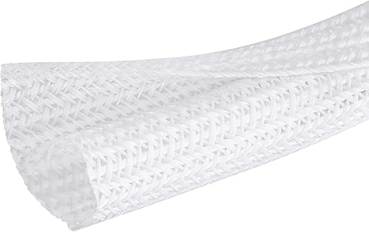 10ft - 1/2 inch Cable Sleeve Split Wire Loom Tubing for Power Audio USB Cable, Cord Management for TV Computer, Protects from Pets Chewing, White