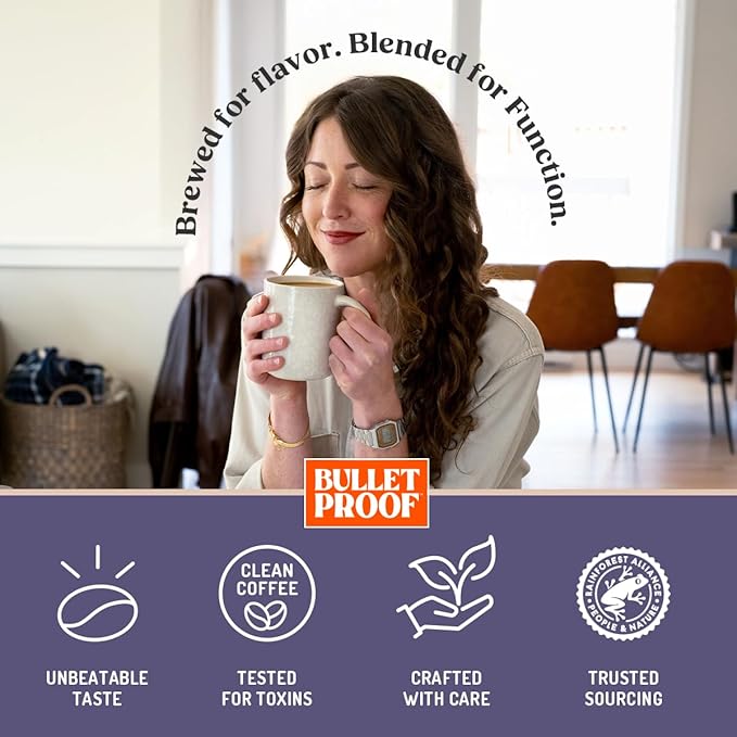 Bulletproof The Enlightener Ground Coffee, 10 Ounces, Medium-Dark Roast Enhanced Coffee with L-Theanine, Panax Ginseng and Gingko Biloba, Supports Mental Clarity, Focus, and Memory