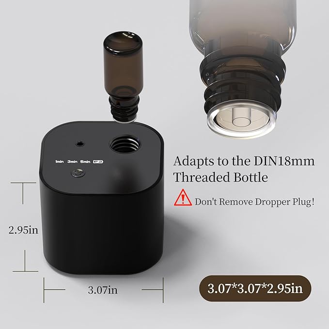 Scent Diffuser,Waterless Essential Oil Diffuser,Mini Portable Aroma Diffuser with Battery Operated,3 Mist Modes,Cycle Start,for 400 sq.ft Room,Home,Bedroom,Includes 3x10ml Essential Oils，Black