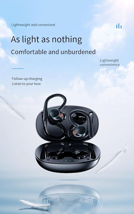 Ear Buds Wireless Bluetooth Earbuds Sports Earhooks Headphones,ENC Noise-Canceling Stereo High Fidelity Sound and Long Battery Life,Mics Clear Call,IPX6 Waterproof Headset,Ergonomic for Gym/Running