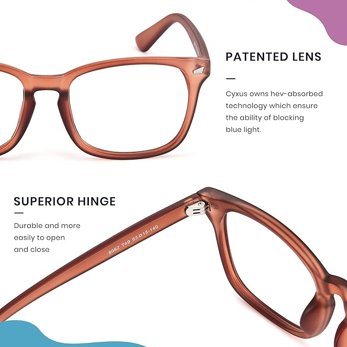 Cyxus Blue Light Glasses for Men Women Reduce Eye Strain UV Blocking for Computer Screen 8082