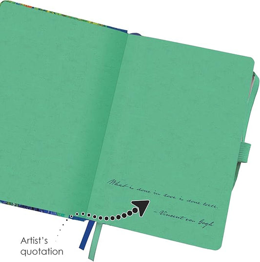 RainCaper Vegan Leather Journal Notebook, 160 Dot-Grid Pages, 5.7 inches x 8 inches, Journal - van Gogh Irises