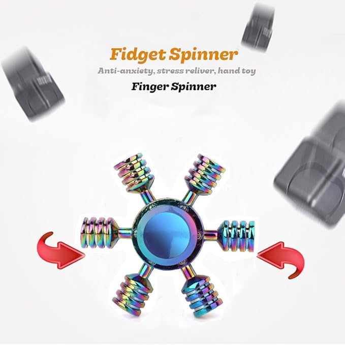SCIONE Metal Fidget Spinner, Sensory Hand Fidget Toy 5 Pack-Anxiety Toys Stress Relief Reducer, Party Favors for Kid Adult, Gifts for Kids, Classroom Prizes, Party Favors Supplies