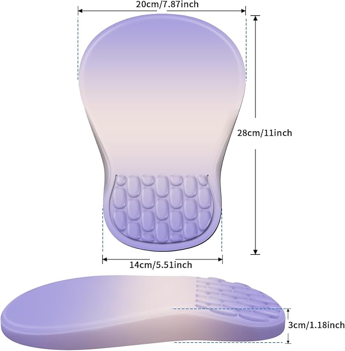 Ergonomic Mouse Pad with Wrist Rest Support, Mousepad with Comfortable Memory Foam Wrist Rest and Non-Slip PU Base for Pain Relief, Computer, Laptop, Office, Home (Gradient Purple)