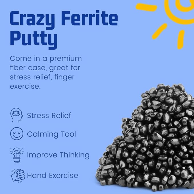 Cool Fidget Magnet Ferrite Putty, Slime Putty Party Favors, Hematite Magnetic Stones Eggs with 1.26 inch Magnet Balls, Anti Anxiety Desk Toy, Stress Relief EDC Toy Atuism Slime Putty& Science Kit Gift