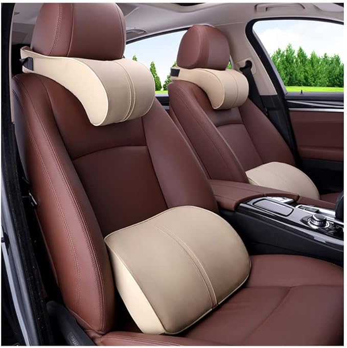 ZHONGLI Memory Foam Lumbar Support Pillow-Middle/Lower Back Support Cushion-Used for car Seats, Office Chairs, recliners, etc. (Beige)