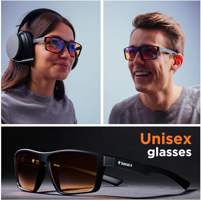 Horus X - Gaming Glasses | Blue Light Blocking Computer Screen Glasses | Anti Fatigue & Eyestrain for Men and Women