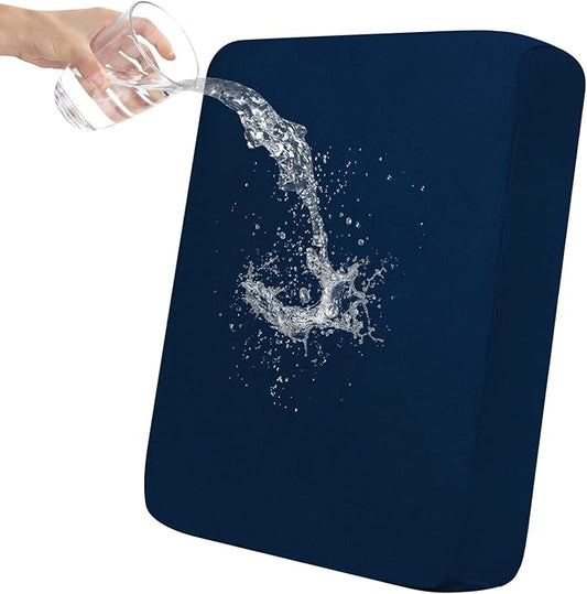 Easy-Going 100% Waterproof Chair Sofa Seat Cushion Slipcovers Couch Cushion Cover Stretch Furniture Protector for Kids, Pets (Chair Cushion, Navy)