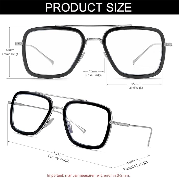 Tony Stark Style Blue Light Blocking Glasses for Men Women, Iron Man and Spider-Man Computer Gaming Glasses