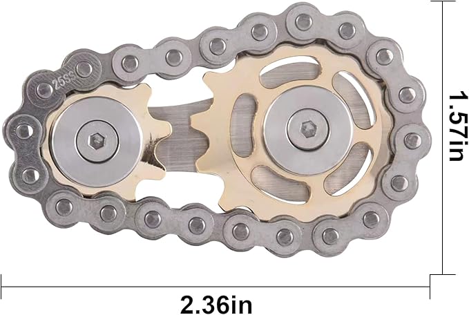 Bike Chain Gear Fidget Spinner, Metal Sprocket Chain Fidget Toy, Stress Anxiety Relief Fidget Toy Finger Spinning Toy for Kids Stainless Steel Sensory Bearings EDC Novelty Toy, Golden Plating Sprocket