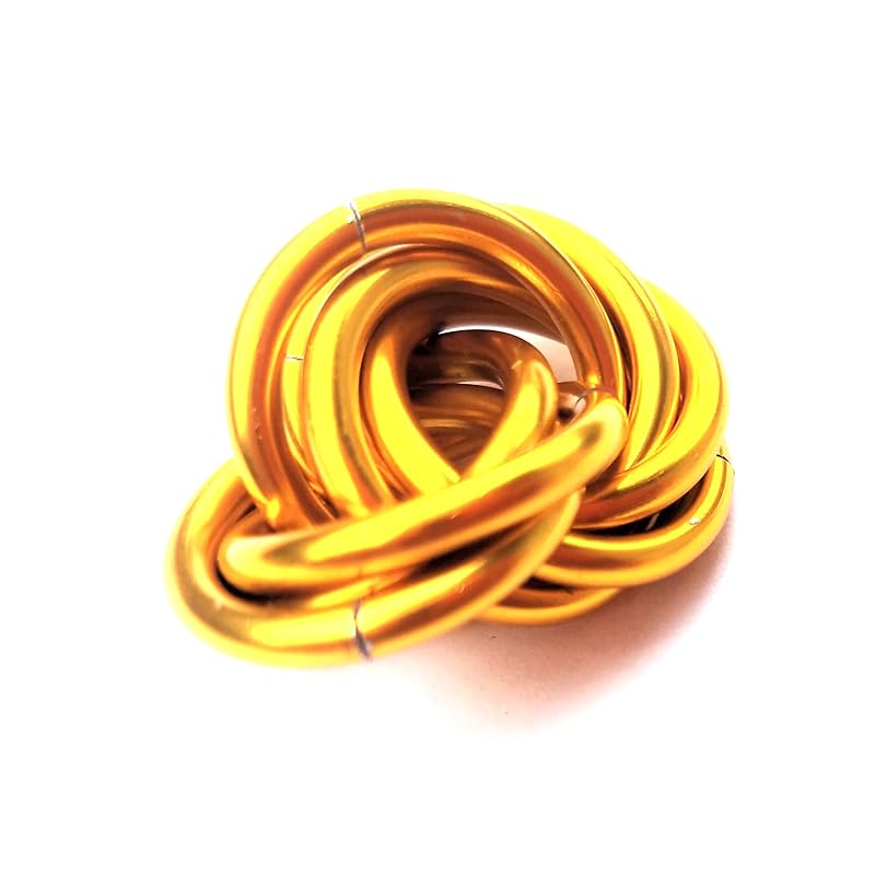 Möbii Fidget Ball (Solid Color): Quiet Mobius ADHD Anxiety Stim Stress Relief Toy Tool for Home Travel Office or Desk (Small, Half, Gold)