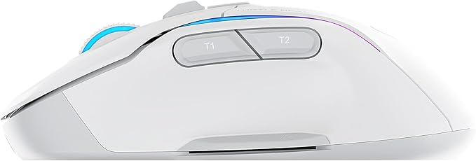 Turtle Beach Kone II Air – Wireless Ergonomic RGB Gaming Mouse, 350-Hr Battery, 26K DPI Optical Sensor, 100M Click Optical Switches, 21 Customizable Inputs, 4D Free-Spin Scroll Wheel – Arctic White