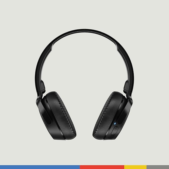 Skullcandy Riff 2 Wireless On-Ear Bluetooth Headphones, Up to 34 Hrs Battery, Foldable Lightweight Design, Convenient for Travel with Backup 3.5mm AUX Cable, Microphone for iPhone Android - True Black
