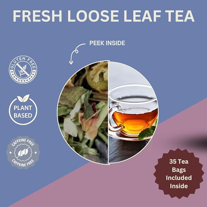 Sleep Easy Herbal Tea (w/Chamomile, Lavender, Lemon Balm, Valerian Root, & Passion Flower) For A Good Nights Rest