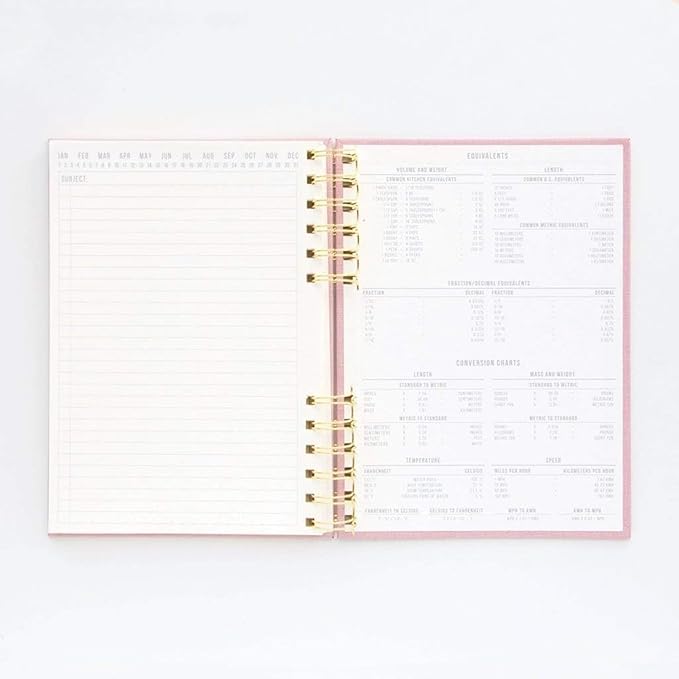 DesignWorks Ink Standard Issue Notebook No. 12 – 6" x 8.25" Undated Daily Planner & Writing Journal, 192 Lined Pages, Elastic Pen Holder, Small Spiral Notebook for Work & Journaling - Dusty Pink