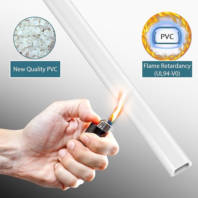 ZhiYo 102in Cord Covers for Wires on Wall, Cable Hider for 1-2 Cords, Self-Adhesive TV Cord Hider for Wall Mounted tv, Wire Cover Concealer, White Cable Management Raceway, 6X L17in W0.7in H0.4in