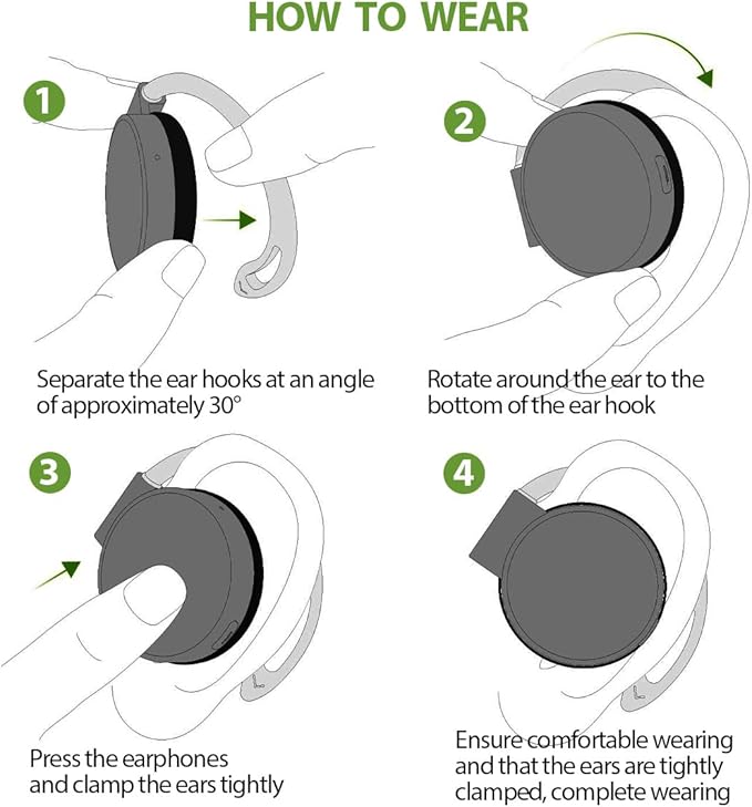 On Ear Headphones Bluetooth V5.3, Clip on Headphones Wireless, Open Ear Headphones with Earhooks, Sports Headset Bluetooth with 4 Microphones, Noise Cancelling/Long Battery Life/with Charging Case