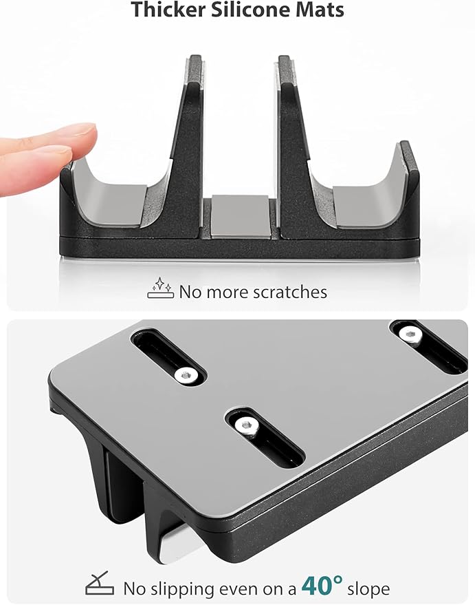 JARLINK 3-in-1 Design Vertical Laptop Stand Holder, Aluminum Laptop Stand for Desk with Adjustable Dock, Space-Saving Organizer Compatible with All MacBook, Samsung, HP, Dell, Chrome Book (Black)