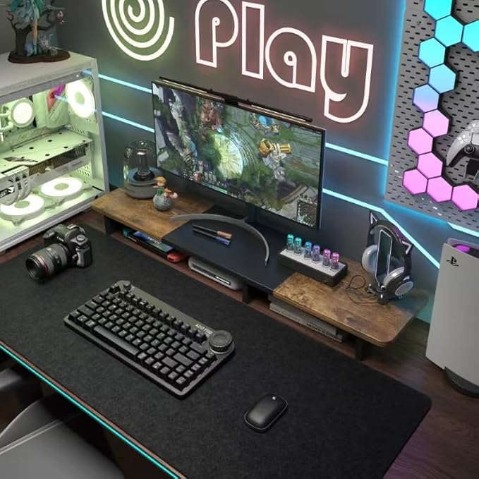 DAWNTREES Non-Slip Felt Desk Mat,35.5 x 15.7 Inches Large Desk Pad Protector,Office Computer Desk Mat for Full Keyboard and Mouse Pad