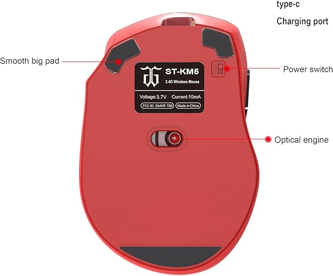 Snpurdiri 2.4G Wireless Gaming Keyboard and Mouse Combo, Include Mini 60% Merchanical Feel Keyboard, Ergonomic Vertical Feel Small Wireless Mouse(Red and Black)
