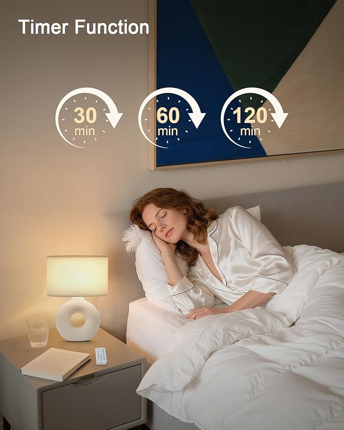 UMEXUS 13" Small Ceramic Cordless Table Lamp, Rechargeable Battery Powered with Remote Control, Timer & Dimmer, Color Changing Light Nightstand Lamp for Bedroom Bedside Living Room Entryway Outdoor