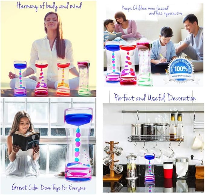 Liquid Motion Bubbler Sensory Timer, 2 Minute – Big Calming Sensory Bubble Toy for Kids with Autism ADHD Anxiety or Special Needs (3 Pack)