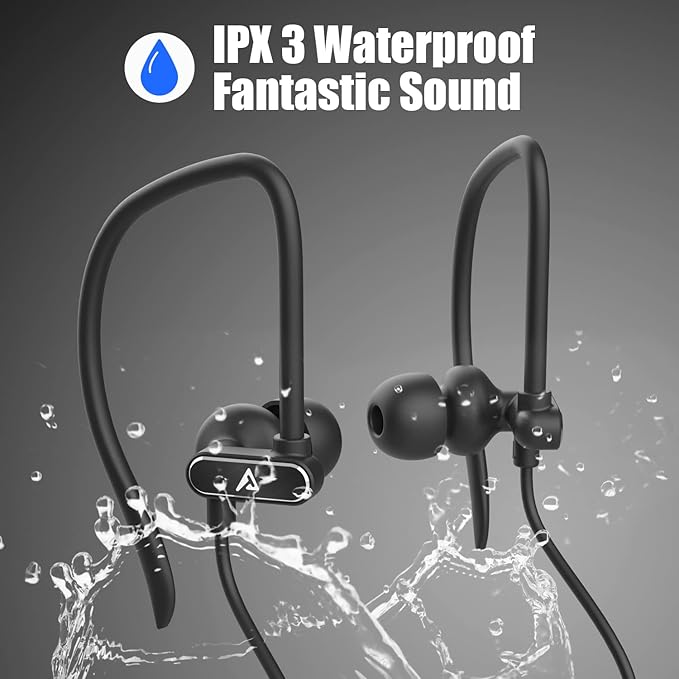 Lightning Earbuds with Ear-Hook Sports Earphones for iPhone 14/13/12/11 Pro Max/X/XS Max/XR - MFi Certified with Mic - Black