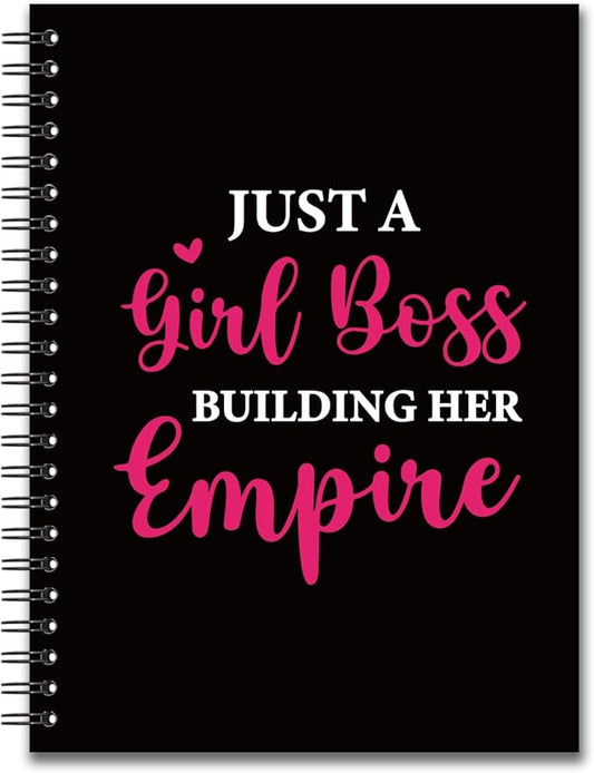 YAZMEEN Boss Lady Blank Spiral Notebook（160 Pages） Just A Girl Boss Building Her Empire Hardcover Sketchbook Boss Appreciation Gifts Funny Notebook Birthday Gifts for Women Boss Entrepreneur Leader