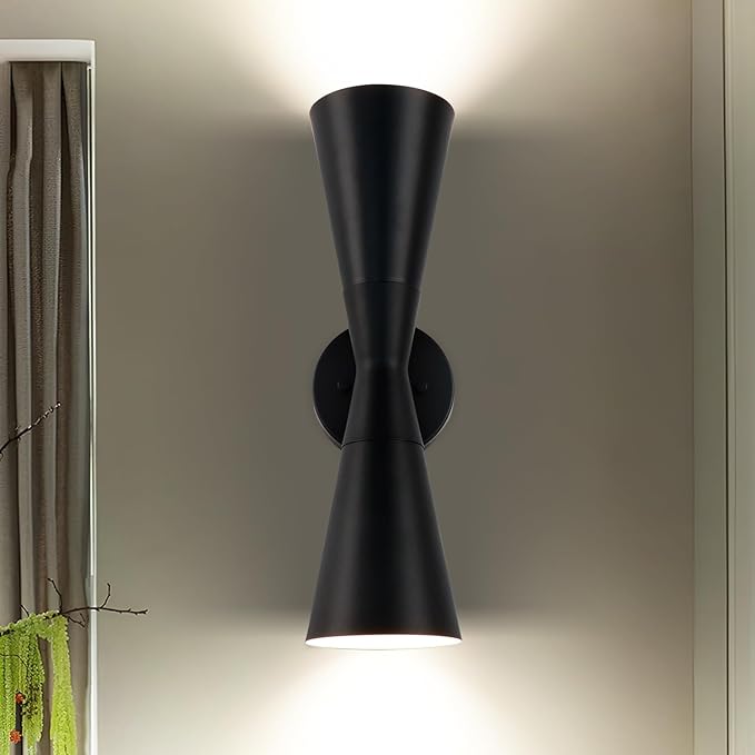 Wall Sconce Bathroom Sconces Wall Lighting, 15 inch Black Modern Sconces Up Down Lights Wall Decor Indoor Wall Light Fixtures for Living Room Hallway Staircase Bedroom Hardwired