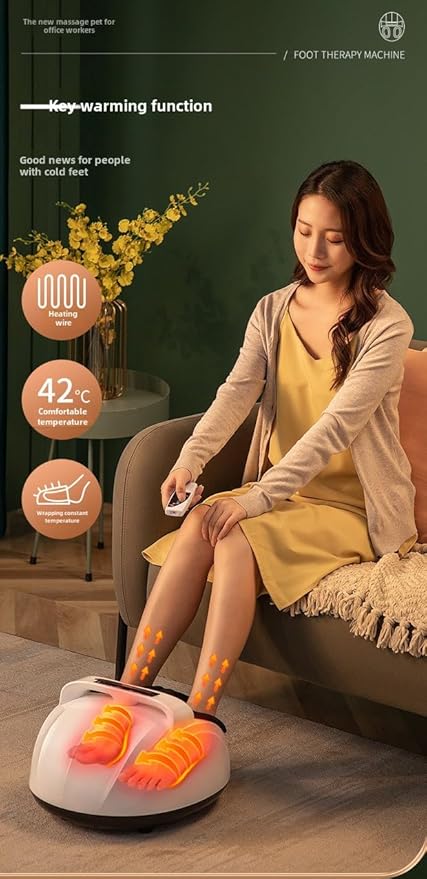 Electric Foot Massager Machine with Heat - Shiatsu Kneading for Pain Relief, Plantar Fasciitis & Neuropathy, Home Use Foot Therapy for Circulation and Muscle Relaxation (White)