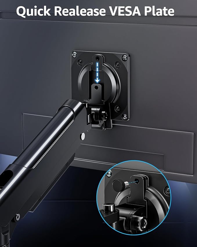 Dual Monitor Arm for 17-32 Inch Computer Screens, 22lbs per Arm, Full Motion Monitor Desk Mounts for 2 Monitors, Gas Spring Desk Mount, VESA Mount, Freelift Pro