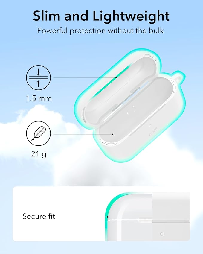 ESR for AirPods Pro 2 Case, Compatible with Airpods Pro 2nd Generation Case (2023/2022/2019), Compatible with MagSafe, Magnetic Lid Lock, Full Drop Protection, White