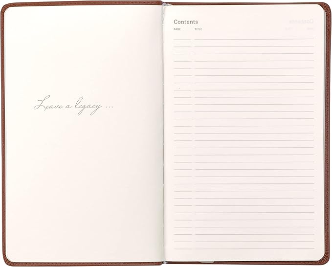 Classic Leather Notebook Writing Journal, Softcover, Narrow Ruled, Table of Contents and Numbered Pages