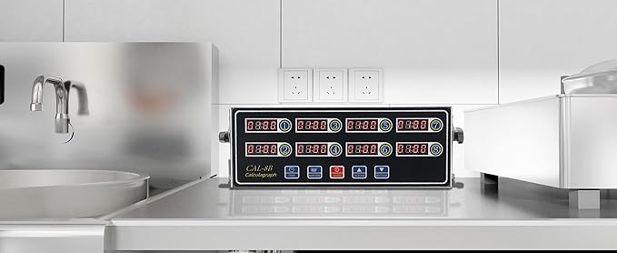 8-Channel Digital Kitchen Timer, Stainless Steel Commercial Restaurant Timer with Adjustable Loud Alarm & Waterproof Keypad for Home Restaurant Kitchen
