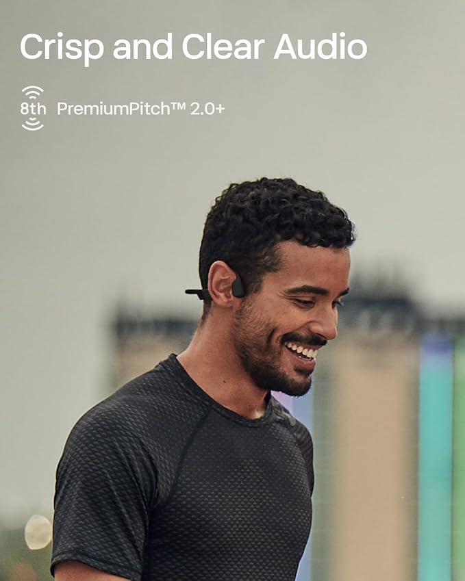 SHOKZ OpenRun Mini with USB-C Charging - Open-Ear Bluetooth Bone Conduction Sport Headphones - Sweat Resistant Wireless Earphones for Workouts and Running - Built-in Mic, with Hair Band - Black