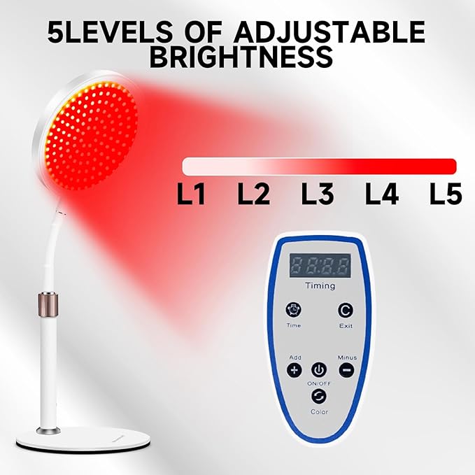 7 Color Red Light Therapy Lamp with Base, 100LEDs Deep Red Light Therapy Device for Face, Neck, Knee, Back