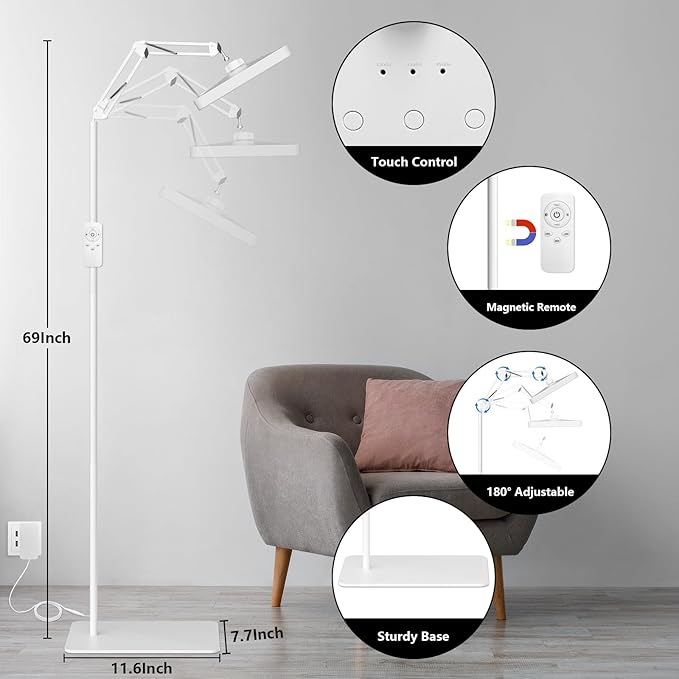 SUXIO Light Therapy Lamp - 12000 LUX Therapy Light, Happy Lamp with Remote, Light Box Therapy with 3 Timer & 4 Brightness, LED UV-Free Daylight Lamp Perfect for Home, Office