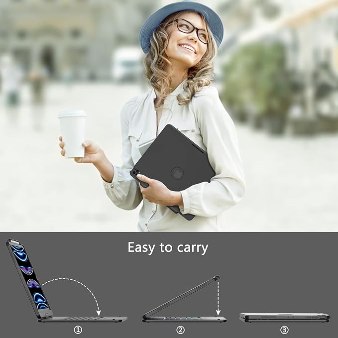 Keyboard Case for iPad Air 13 inch (M3/M2, 2025/2024), Backlit Keyboard for iPad Pro 12.9” inch (6th /5th/4th Gen/ 3rd Gen) - Touch Trackpad - 360° Protective Case with Pencil Holder for iPad Air 13