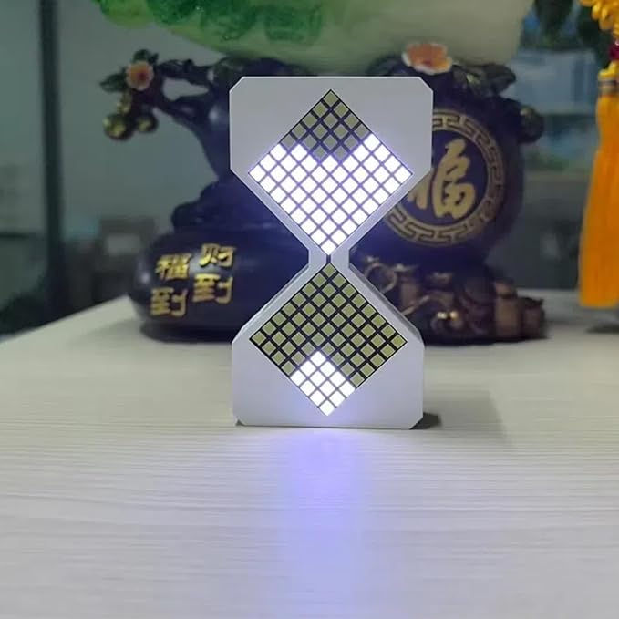 Digital Hourglass 1-30 Minute Freely Adjustable Gravity Timer Dynamic Flow Cube Led Night Light Hourglass Timer for Classroom Home Office Cooking (White, White Light Source)