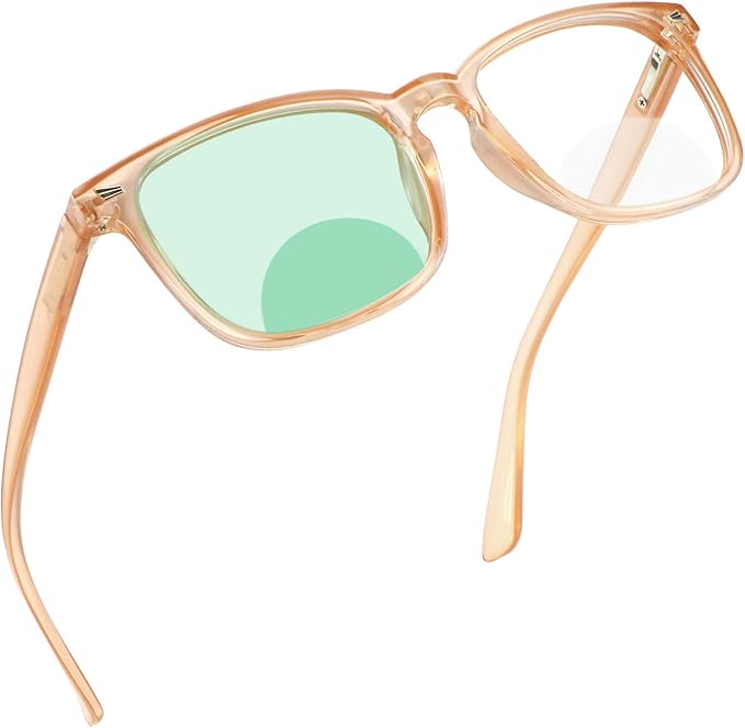 YEIN Bifocal Reading Glasses with Blue Light Blocking Lenses, Bifocal Reader for Women and Men, Vintage Square frame with Spring Hinge (+0.50/+2.25 magnification)