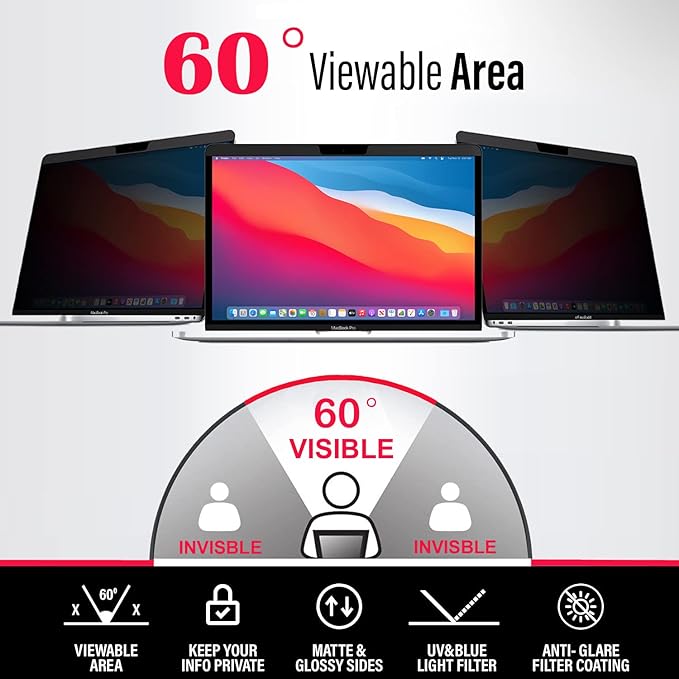 Privacy Screen for MacBook Air 15 Inch (2023-2025, M2, M3, M4) | Removable Flip Over Laptop Privacy Shield | Anti-Glare | Eye Protection| Aniti Spy | Blue Light Reduced Protector