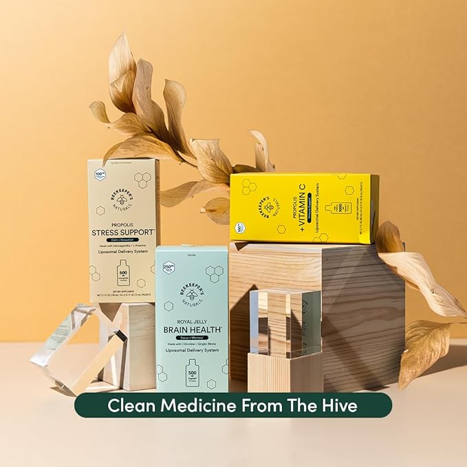 Nootropic Brain supplement by Beekeeper's Naturals, 500 mg Citocoline, Ginkgo Biloba, Bacopa Monnieri & Royal Jelly, Supports Focus & Memory, Easier Absorption, Plus a Tasty Vanilla Flavor, 10ct