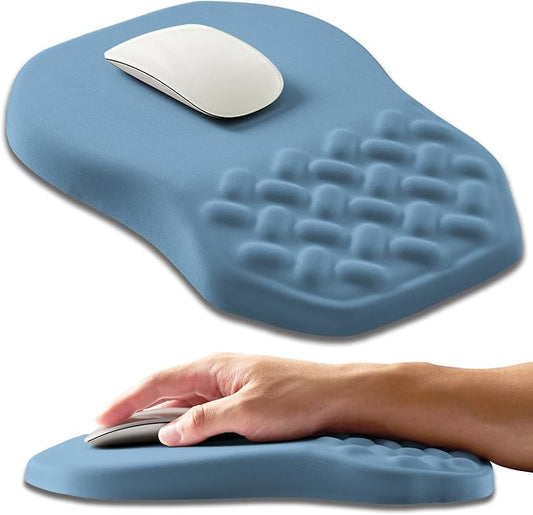 Ergonomic Slope Mouse Pad Wrist Support, Wrist Rest Mousepad for Carpal Tunnel Pain Relief with Massage Bulge and Slow Rebound Memory Foam (12x8 inch, Sky Blue)
