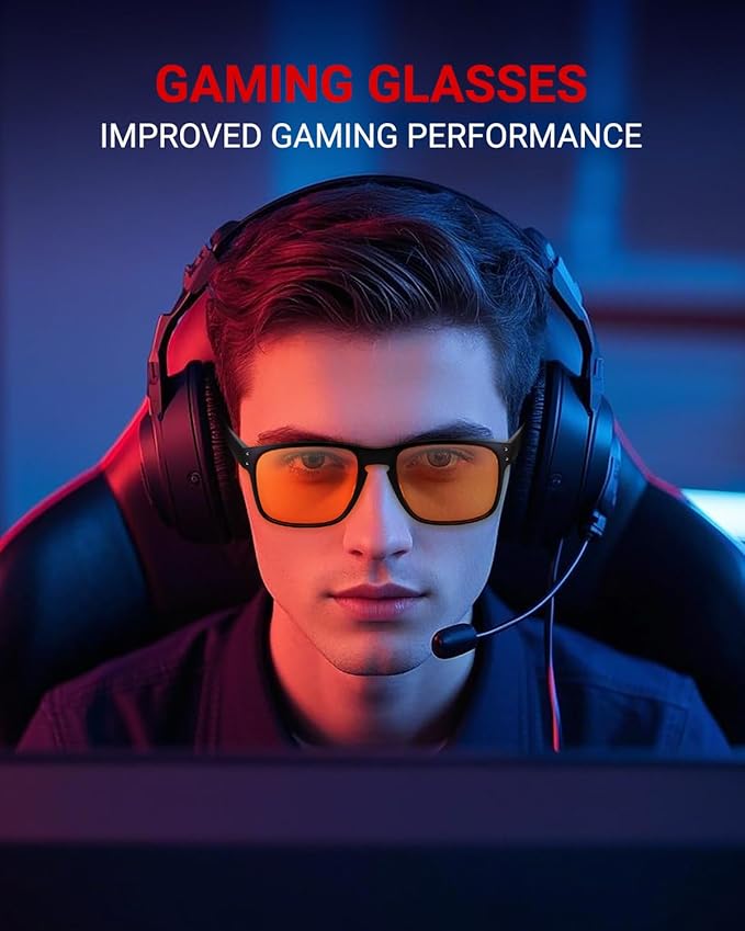 98% Blue Light Blocking Glasses for Better Sleep-Anti Blue Light Gaming Glasses Women Men, Orange Lens for Computer/Gaming,Reduce Eyestrain