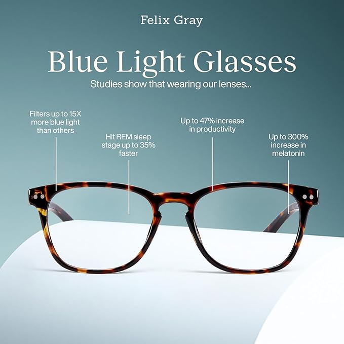 Felix Gray Filtered Blue Light Glasses Men & Women, Blue Light Blocking, Gaming, Computer