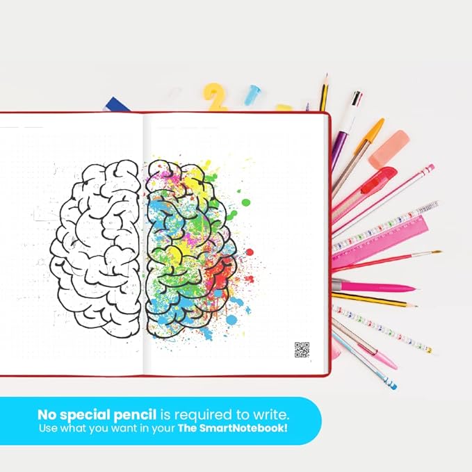 Executive Dotted Luxury Hard Cover | 190 Pages | 100g | Eco-Friendly Smart Note-Taking | Free App for Digital Note-Taking and Organization | RED