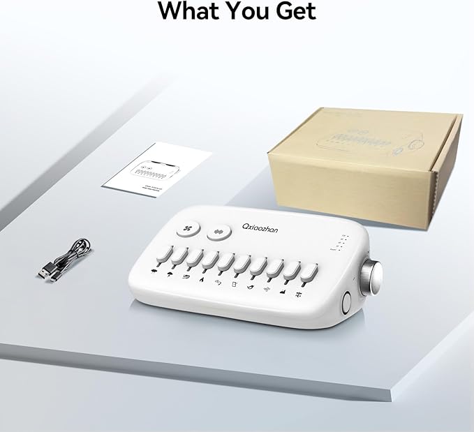 White Noise Sound Machine for Sleep with Slider Rail Button for DIY, Rechargeable & Adjustable Volume Sound Machine with 30 Soothing Sounds & Timers for Travel,Insomnia,Adults (Sleek White)