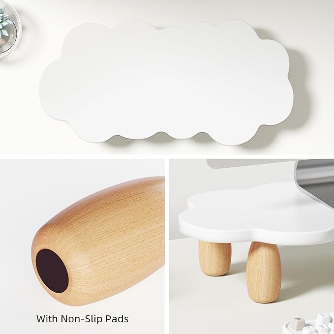 Monitor Stand Riser,Sheep-Shaped Sturdy Wood Computer Monitor Riser, Laptop Monitor Stand, Multi-Purpose Desktop Organizer Riser for Computer, Laptop, Printer, TV,,White