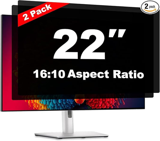 22 Inch Computer Privacy Screen Shield [2 Pack] for 16:10 Widescreen Desktop Monitor - Anti-Glare Blue Light Privacy Filter and Anti Spy Privacy Screen Protector Film