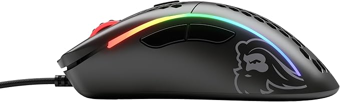 Glorious Model D Wired Gaming Mouse - 68g Superlight Honeycomb Design, RGB, Ergonomic, Pixart 3360 Sensor, Omron Switches, PTFE Feet, 6 Buttons - Matte Black